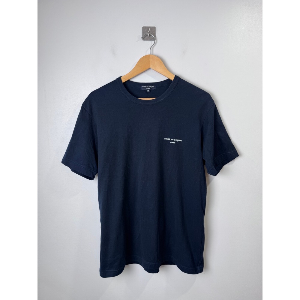 Comme des Garcons Homme Men Navy Blue T-Shirt Logo Japan Cotton Medium